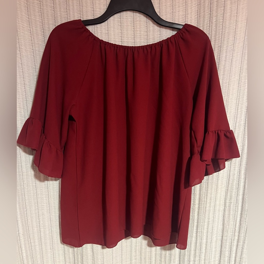 Chic Burgundy Off-Shoulder Blouse